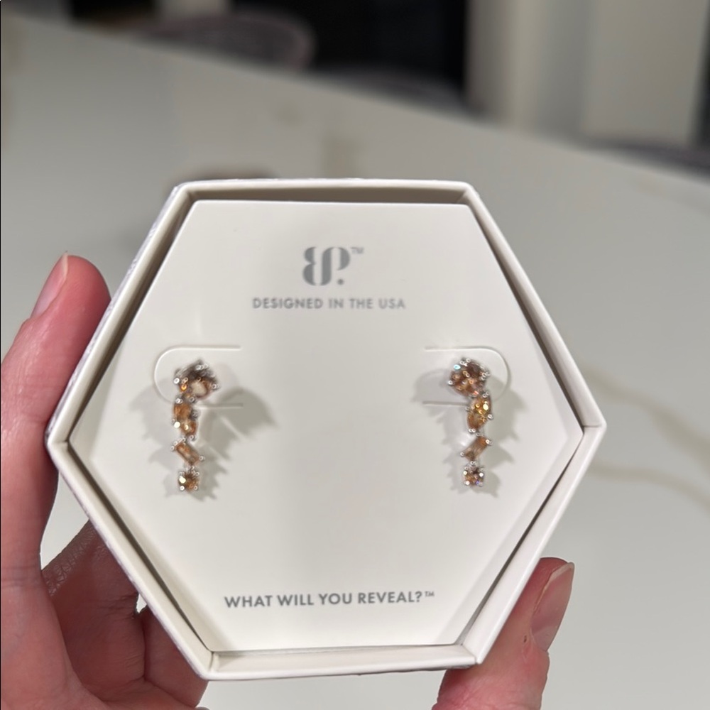 Elegant Gold Earrings by BP - Smokey Topaz